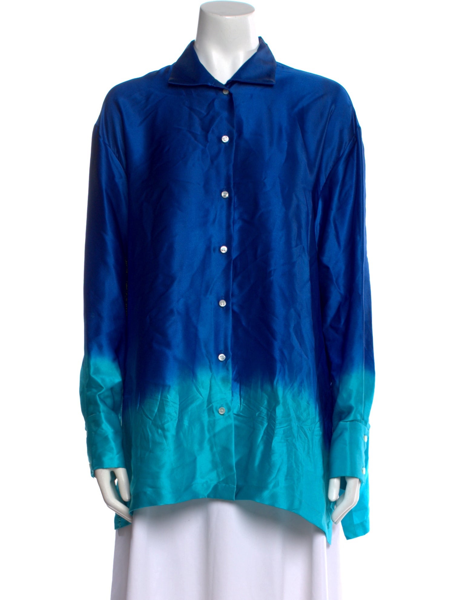 Alejandra Alonso Rojas Silk Long Sleeve Button-Up Top