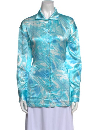 Alejandra Alonso Rojas Silk Printed Button-Up Top