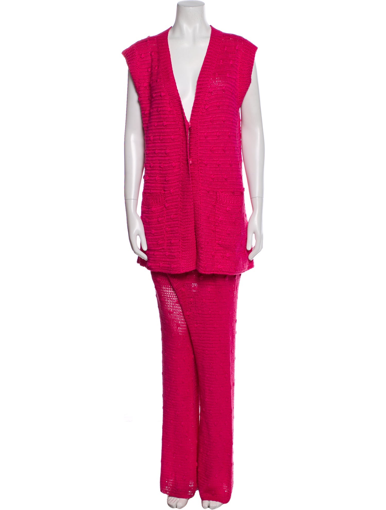 Alejandra Alonso Rojas Silk Crochet Trim Pant Set