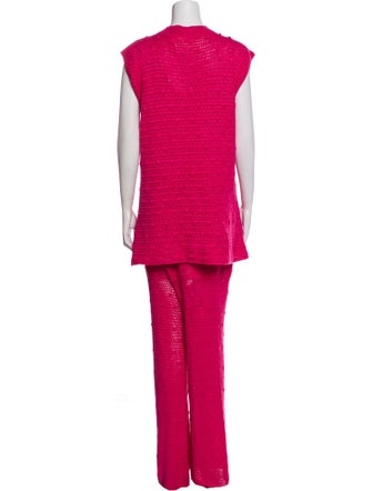 Alejandra Alonso Rojas Silk Crochet Trim Pant Set