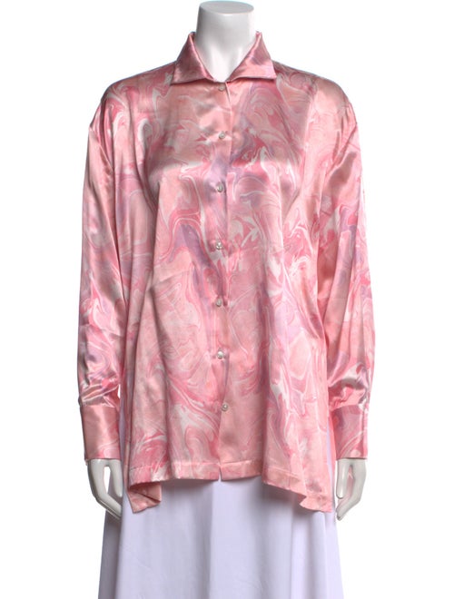Alejandra Alonso Rojas Silk Printed Button-Up Top
