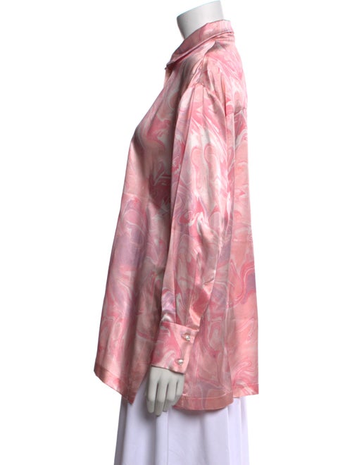 Alejandra Alonso Rojas Silk Printed Button-Up Top