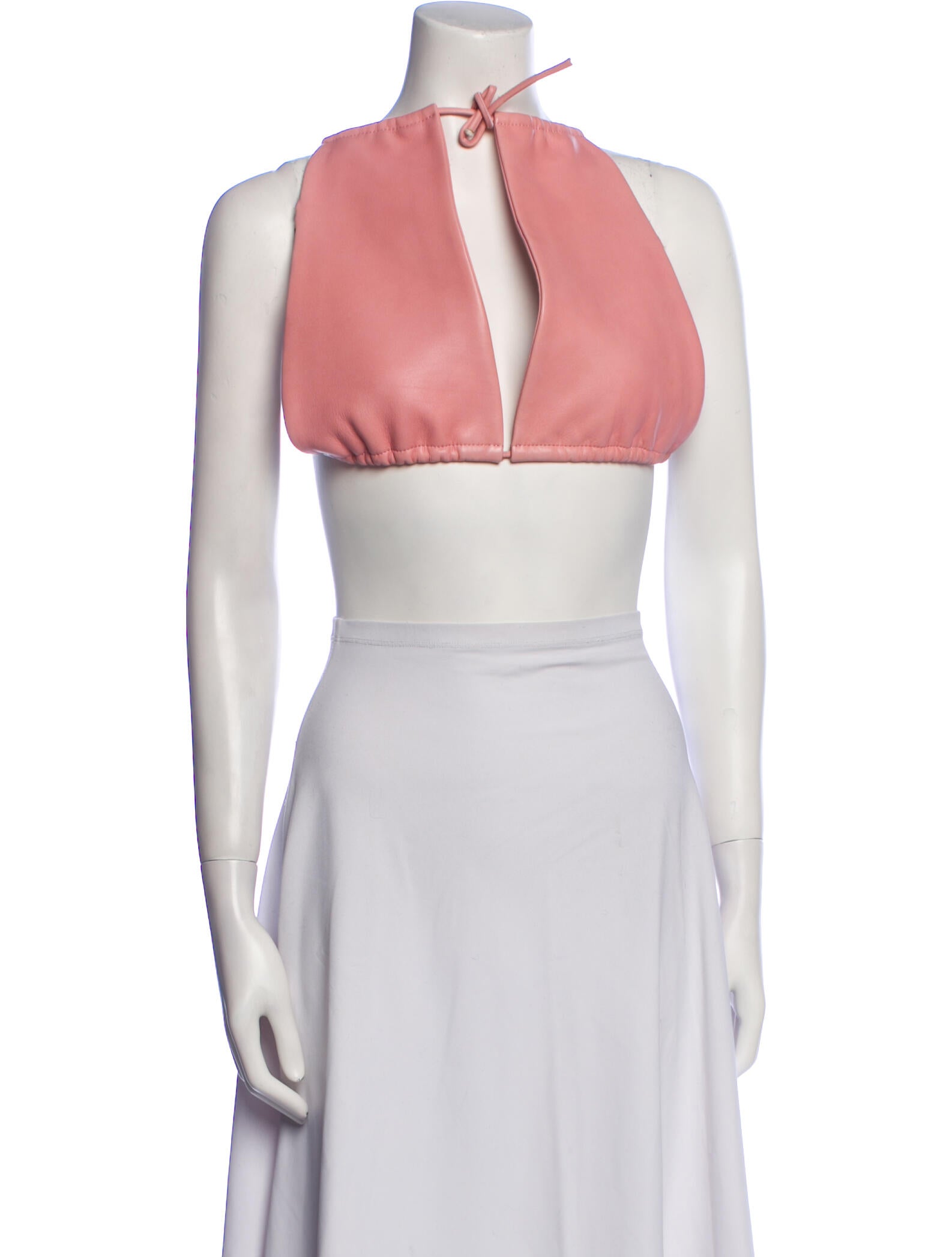 AMI Tie Neck Sleeveless Crop Top