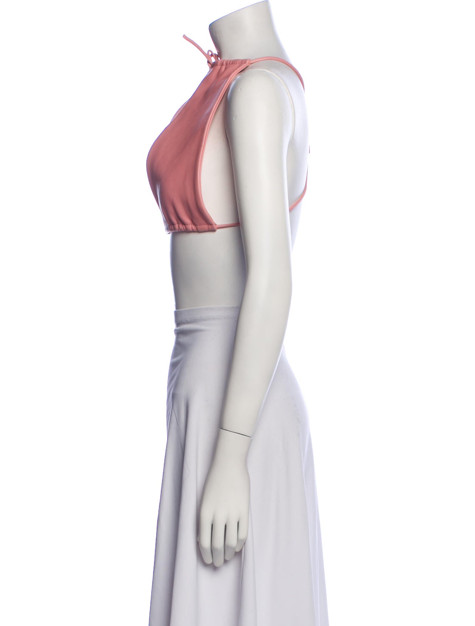 AMI Tie Neck Sleeveless Crop Top