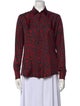 AMI Printed Long Sleeve Button-Up Top
