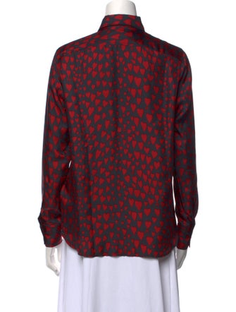AMI Printed Long Sleeve Button-Up Top