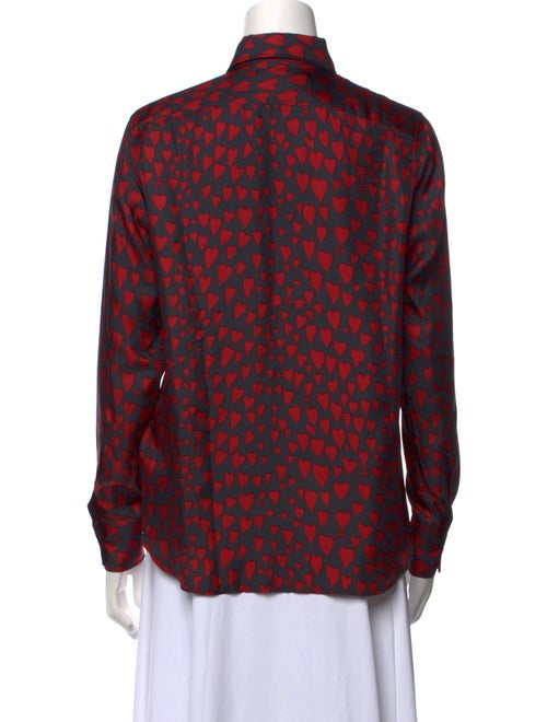 AMI Printed Long Sleeve Button-Up Top