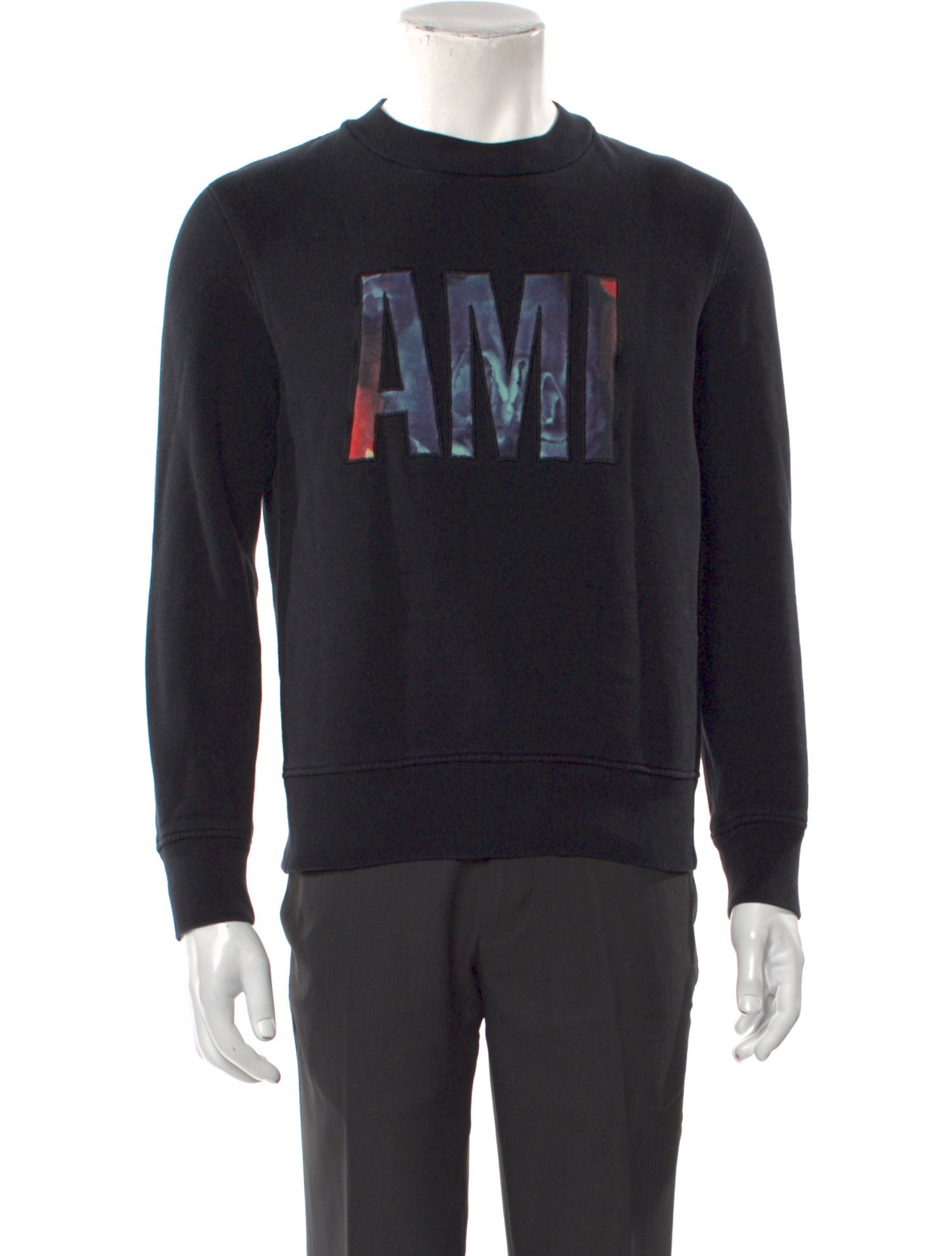 AMI Graphic Print Crew Neck Pullover
