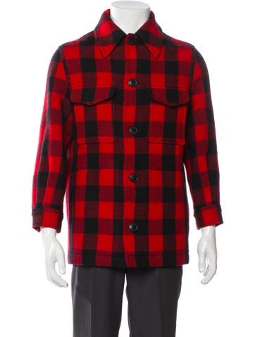 AMI Outerwear Virgin Wool Plaid Print Jacket XS