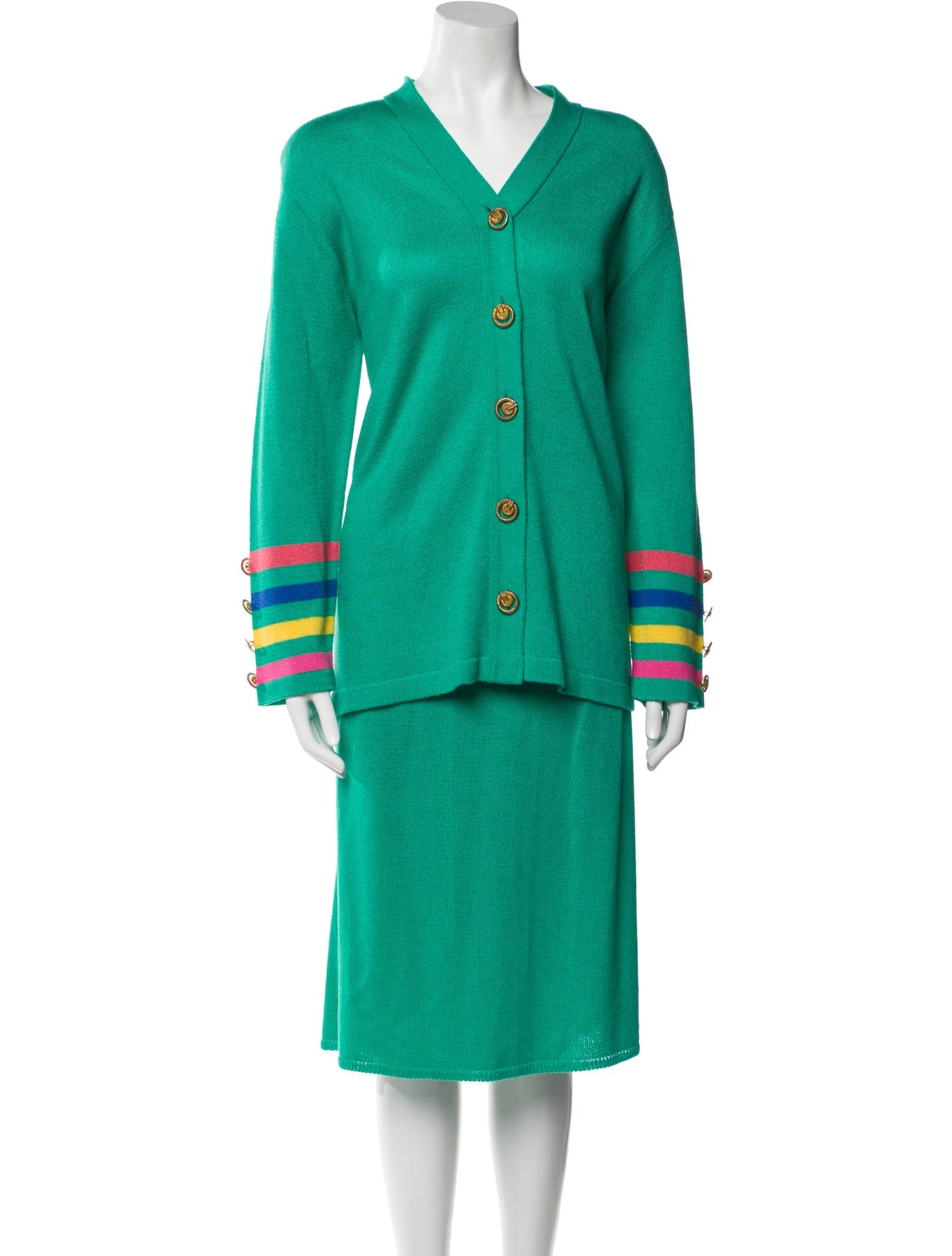 AMI Wool Striped Skirt Set