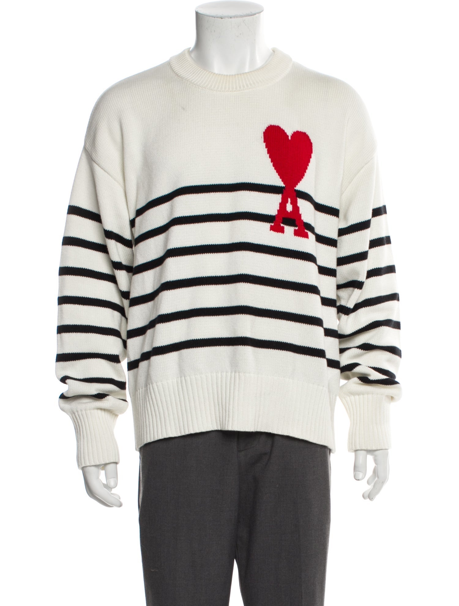 AMI Striped Crew Neck Pullover