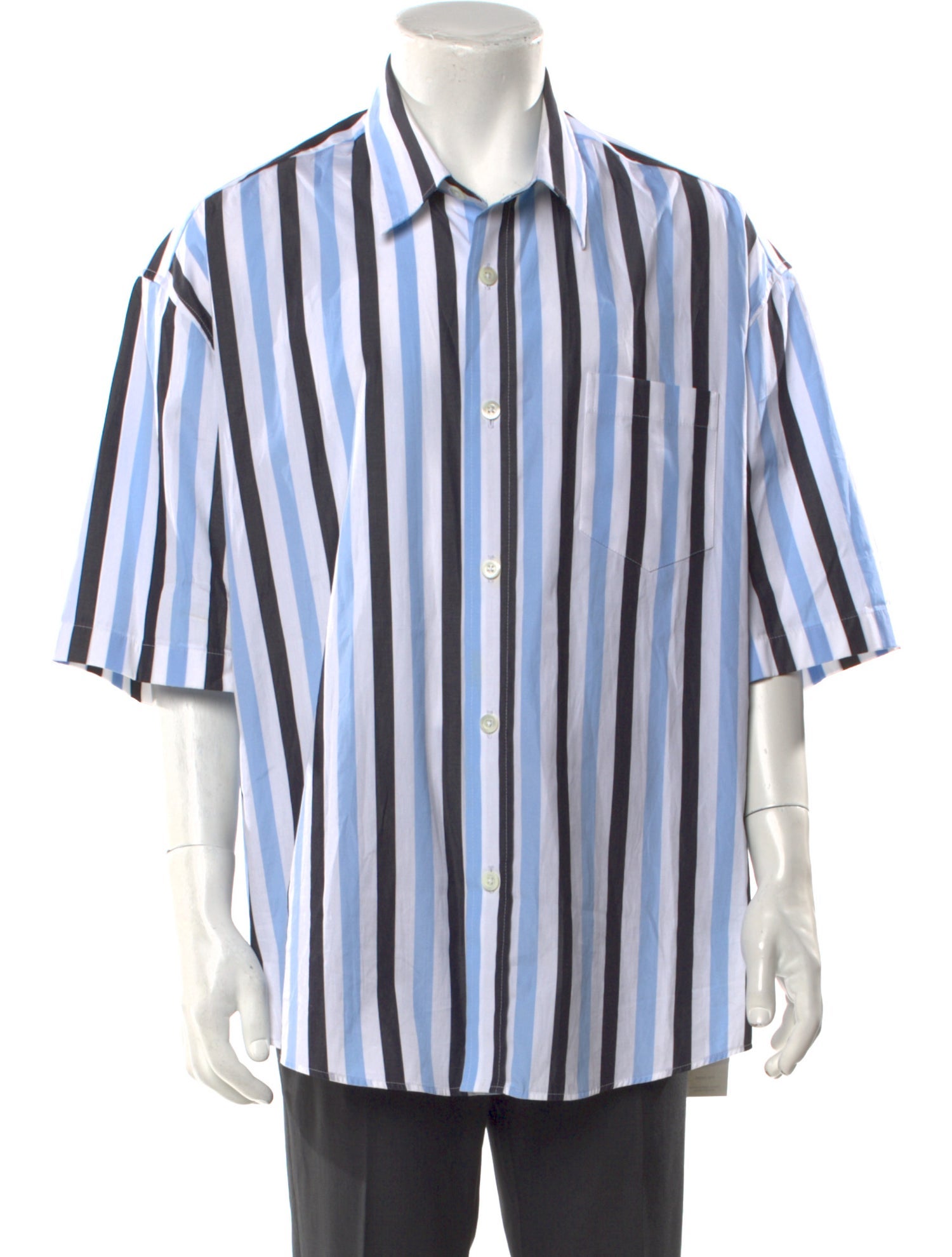 AMI Striped Three-Quarter Sleeve Shirt
