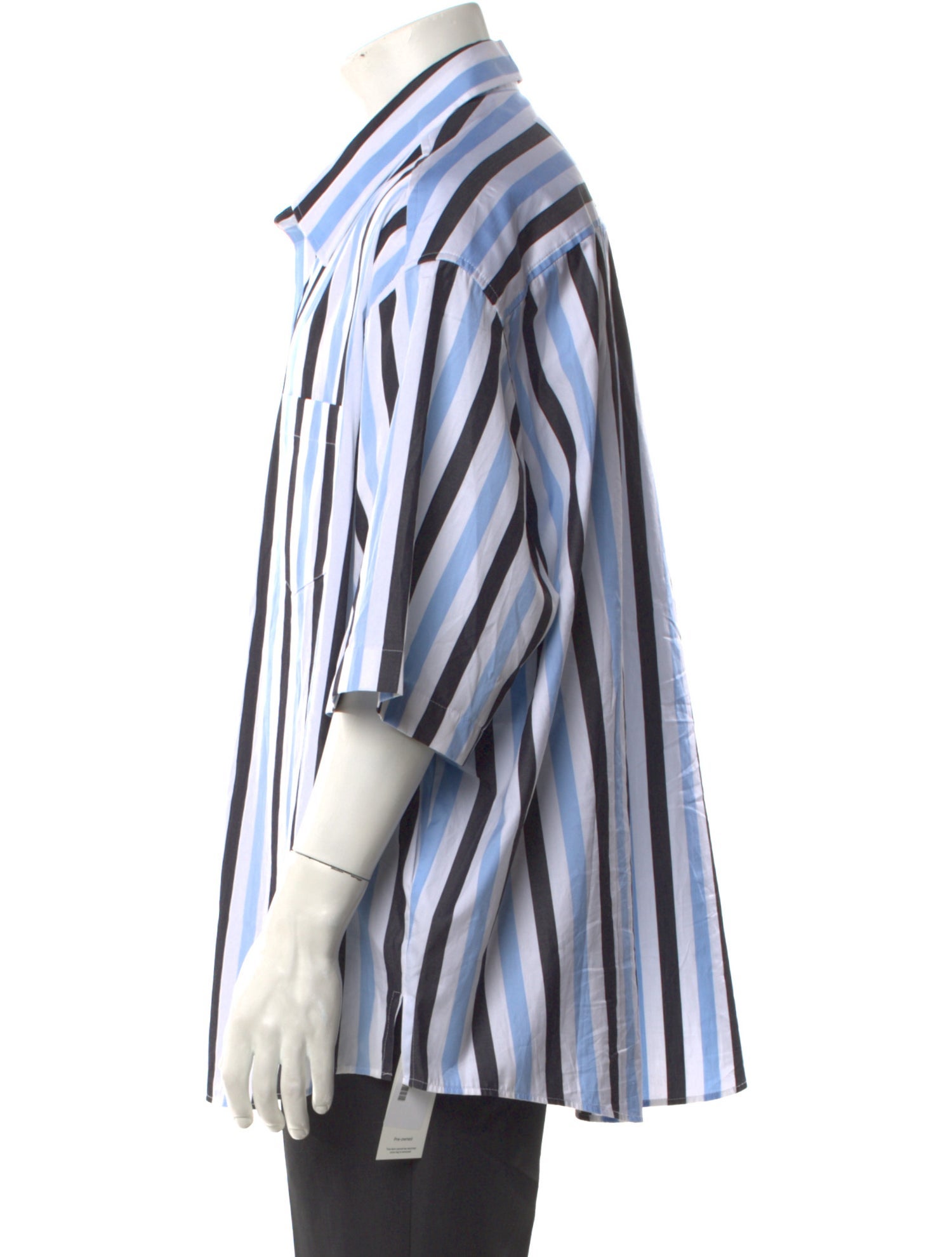 AMI Striped Three-Quarter Sleeve Shirt
