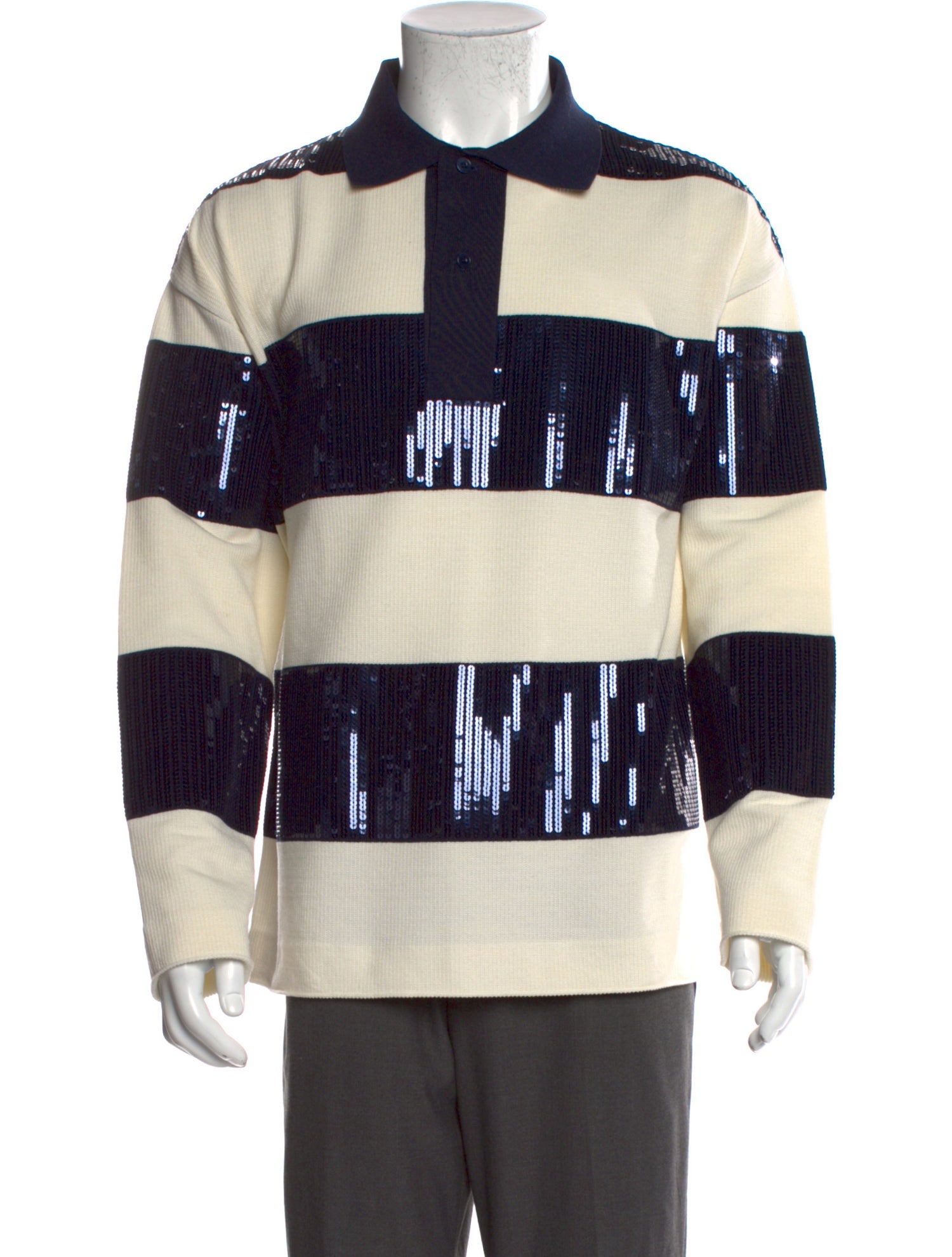AMI Colorblock Pattern Collar Polo Sweater w/ Tags