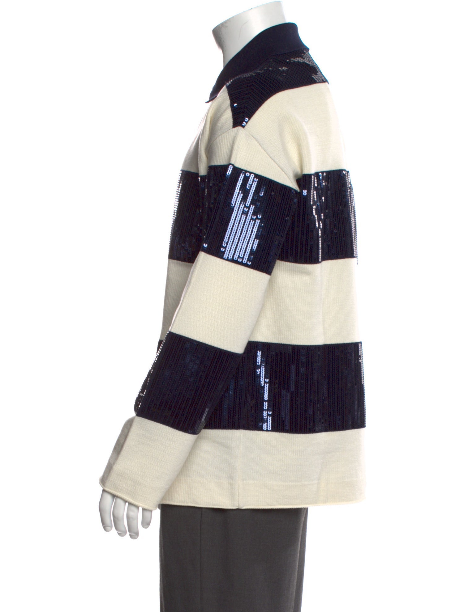 AMI Colorblock Pattern Collar Polo Sweater w/ Tags