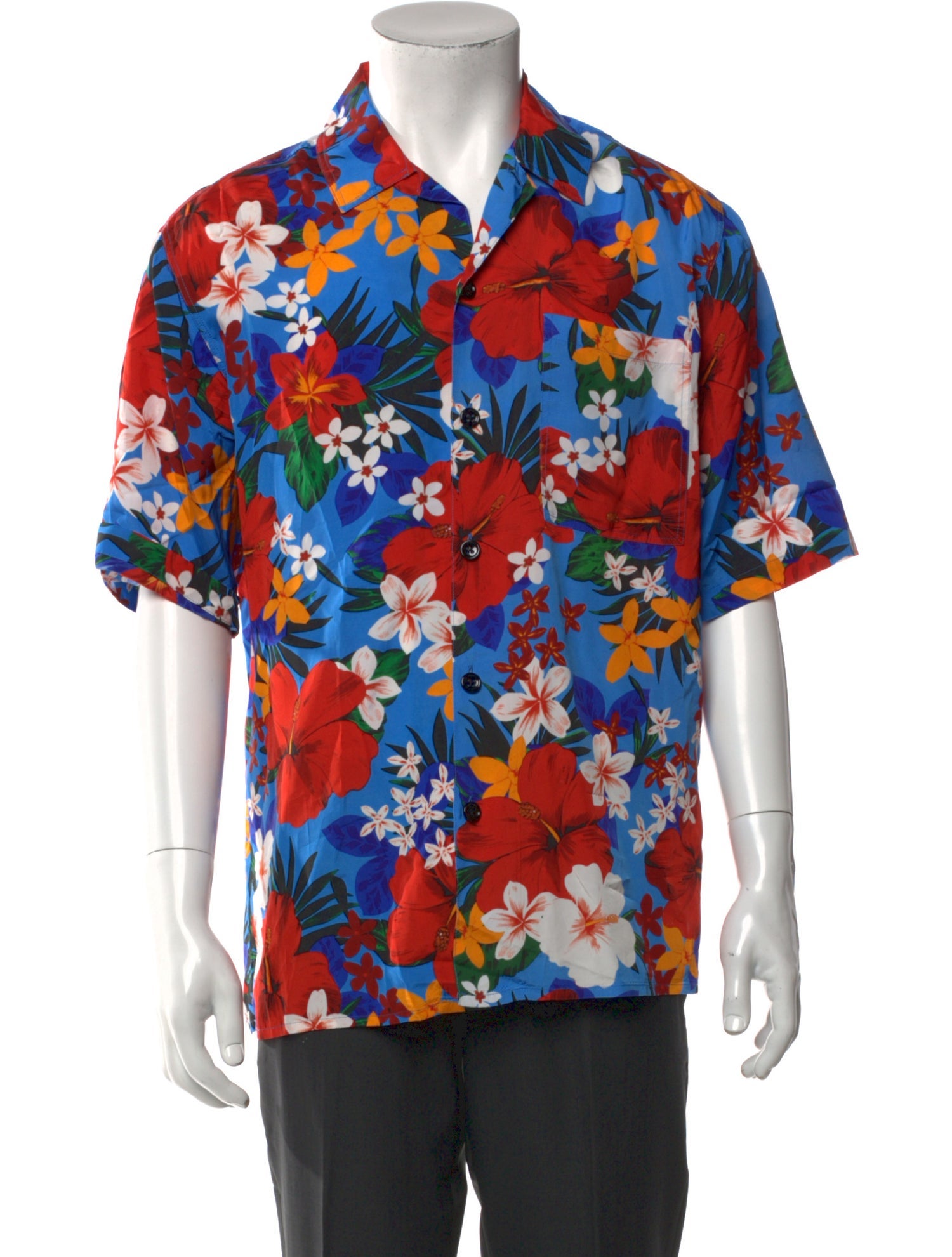 AMI Floral Print Short Sleeve Shirt