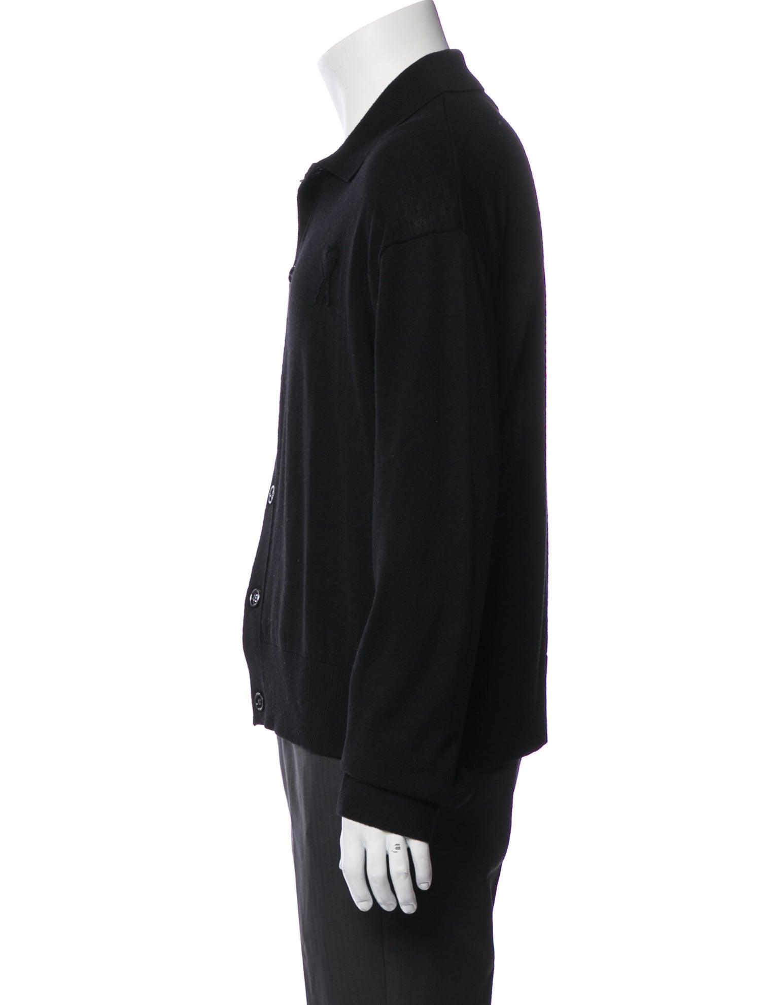 AMI Merino Wool Mock Neck Cardigan