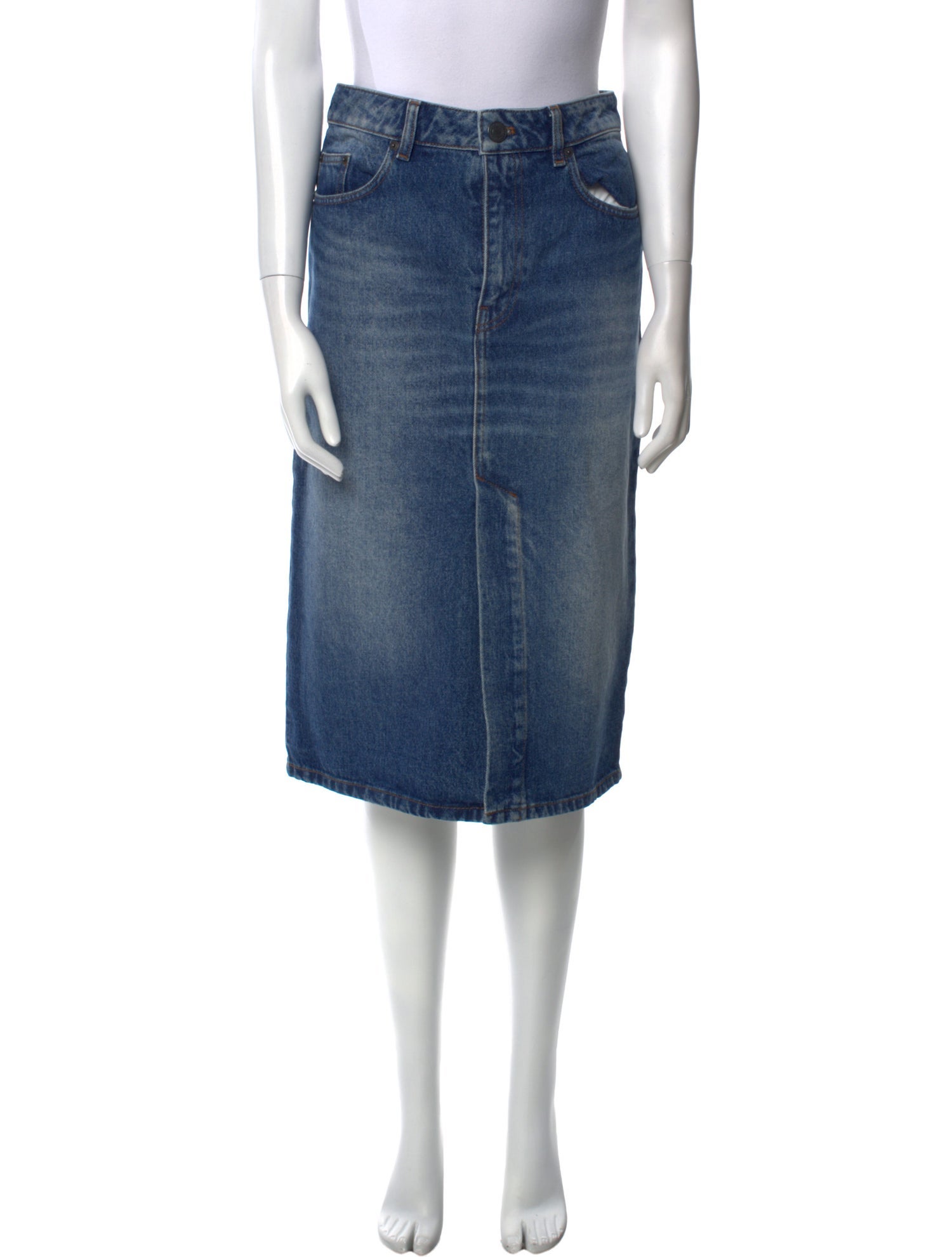 AMI Distressed Accents Knee-Length Skirt