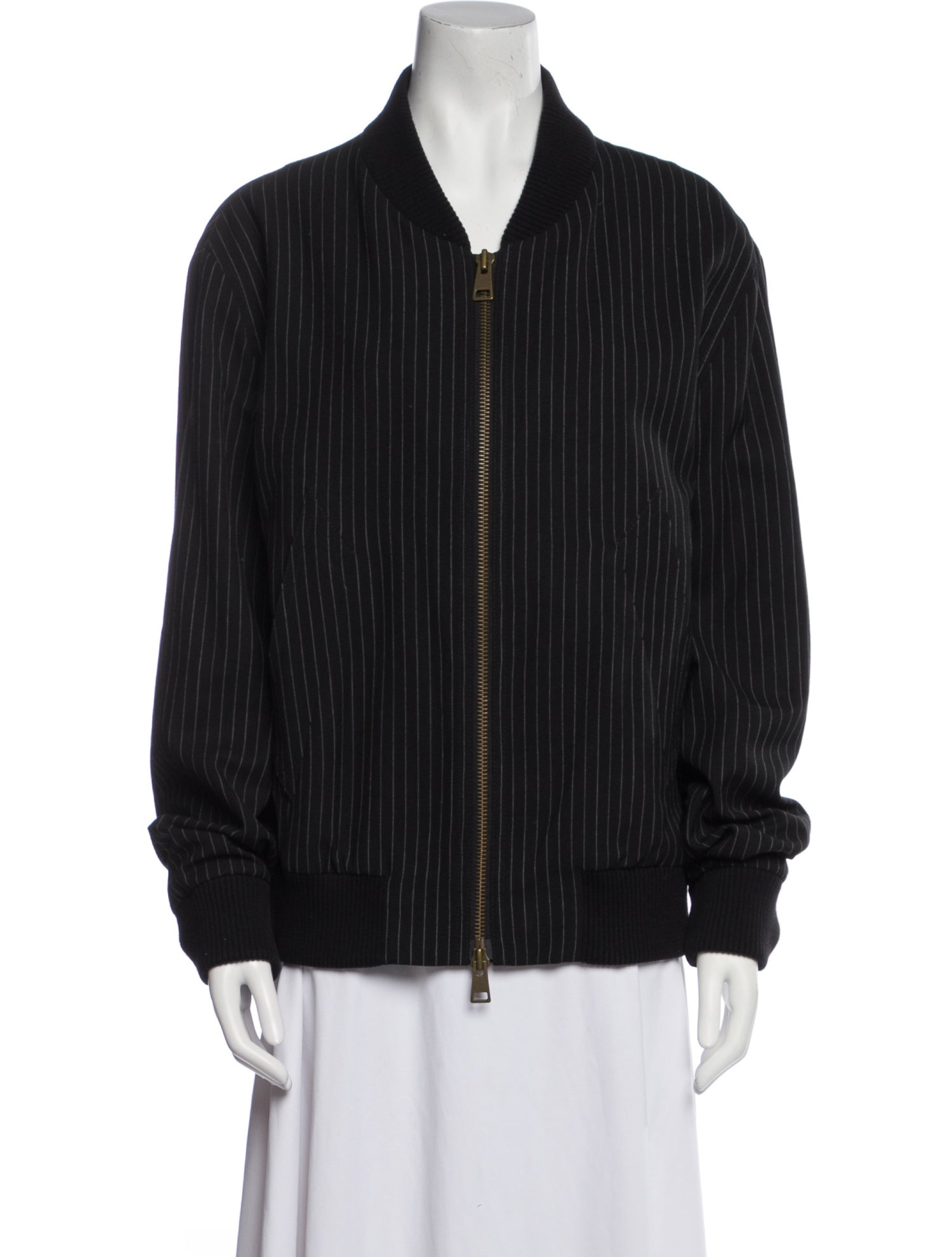 AMI Virgin Wool Striped Bomber Jacket