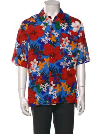 AMI Floral Print Short Sleeve Shirt