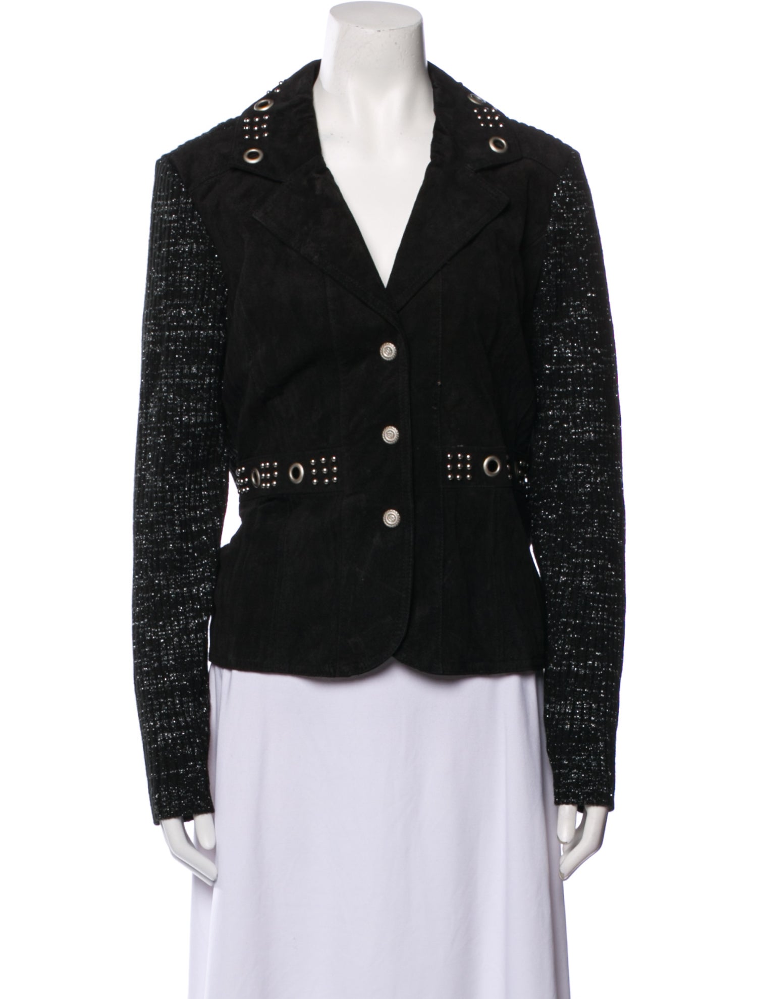 AMI Leather Tweed Pattern Blazer w/ Tags