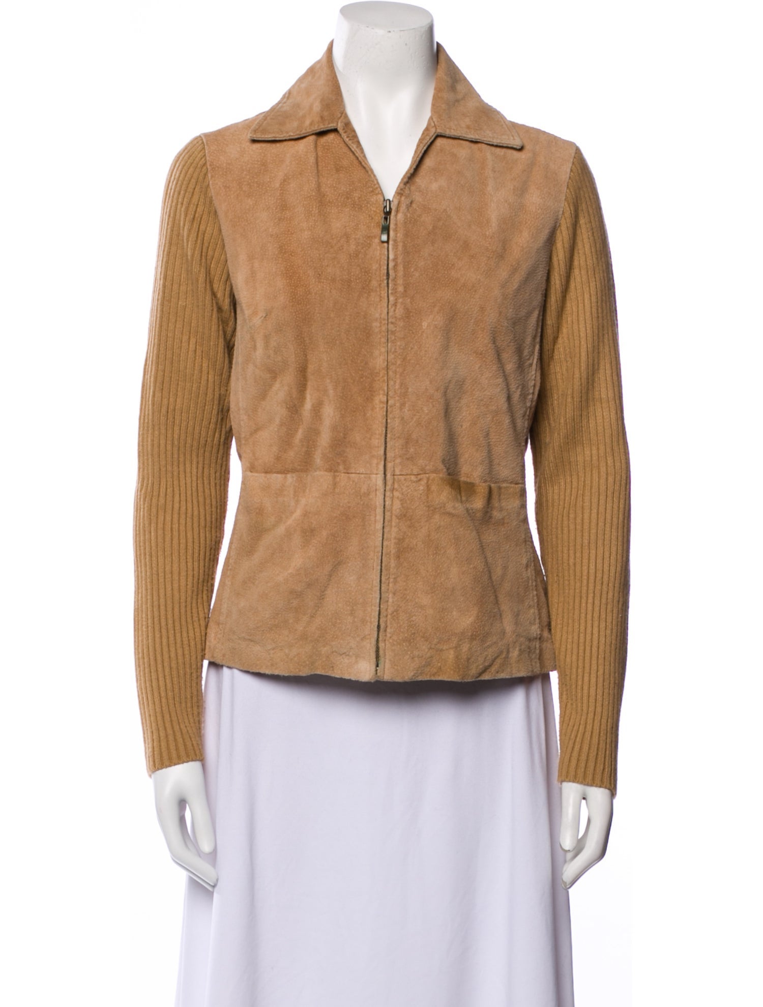 AMI Leather Colorblock Pattern Blazer