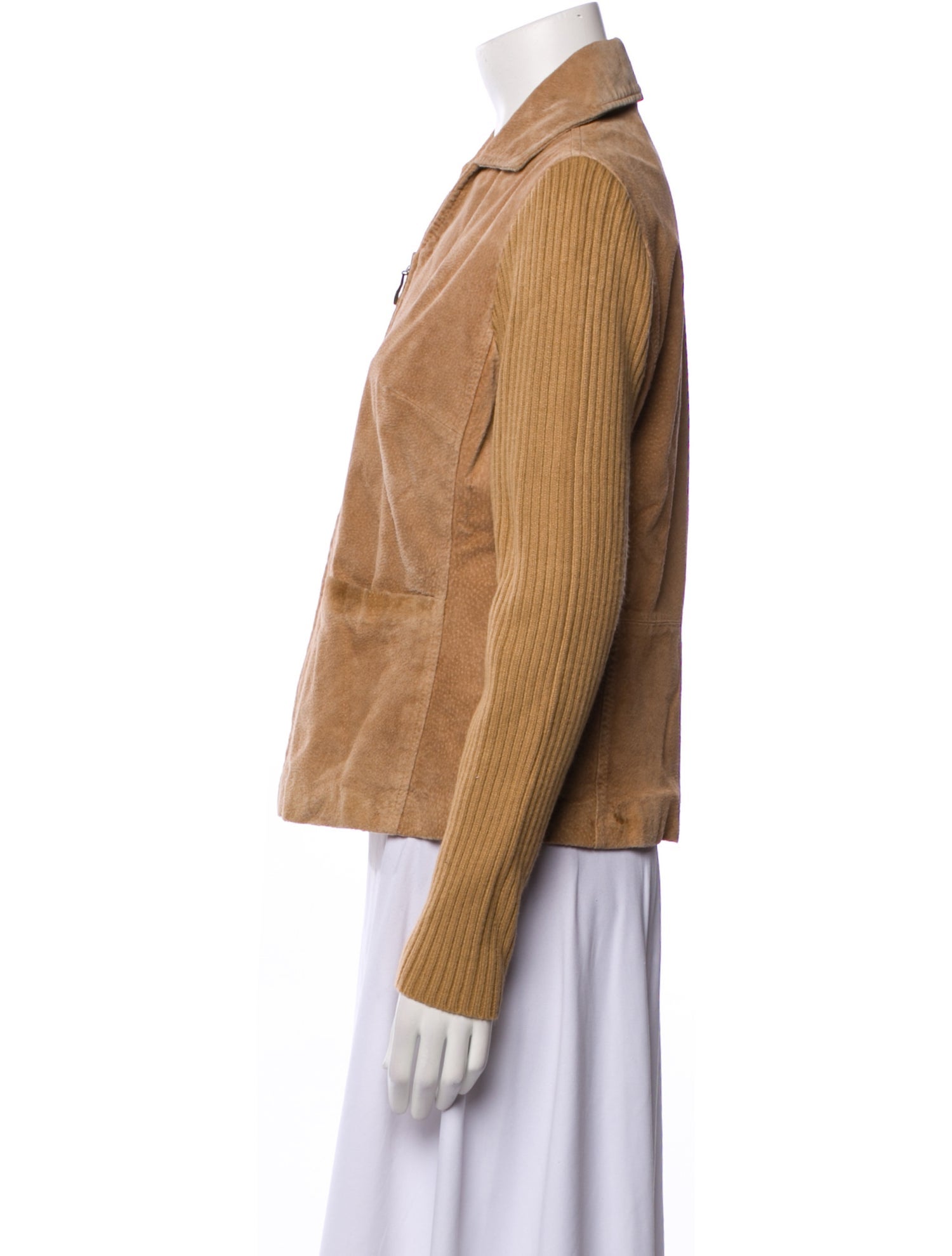 AMI Leather Colorblock Pattern Blazer