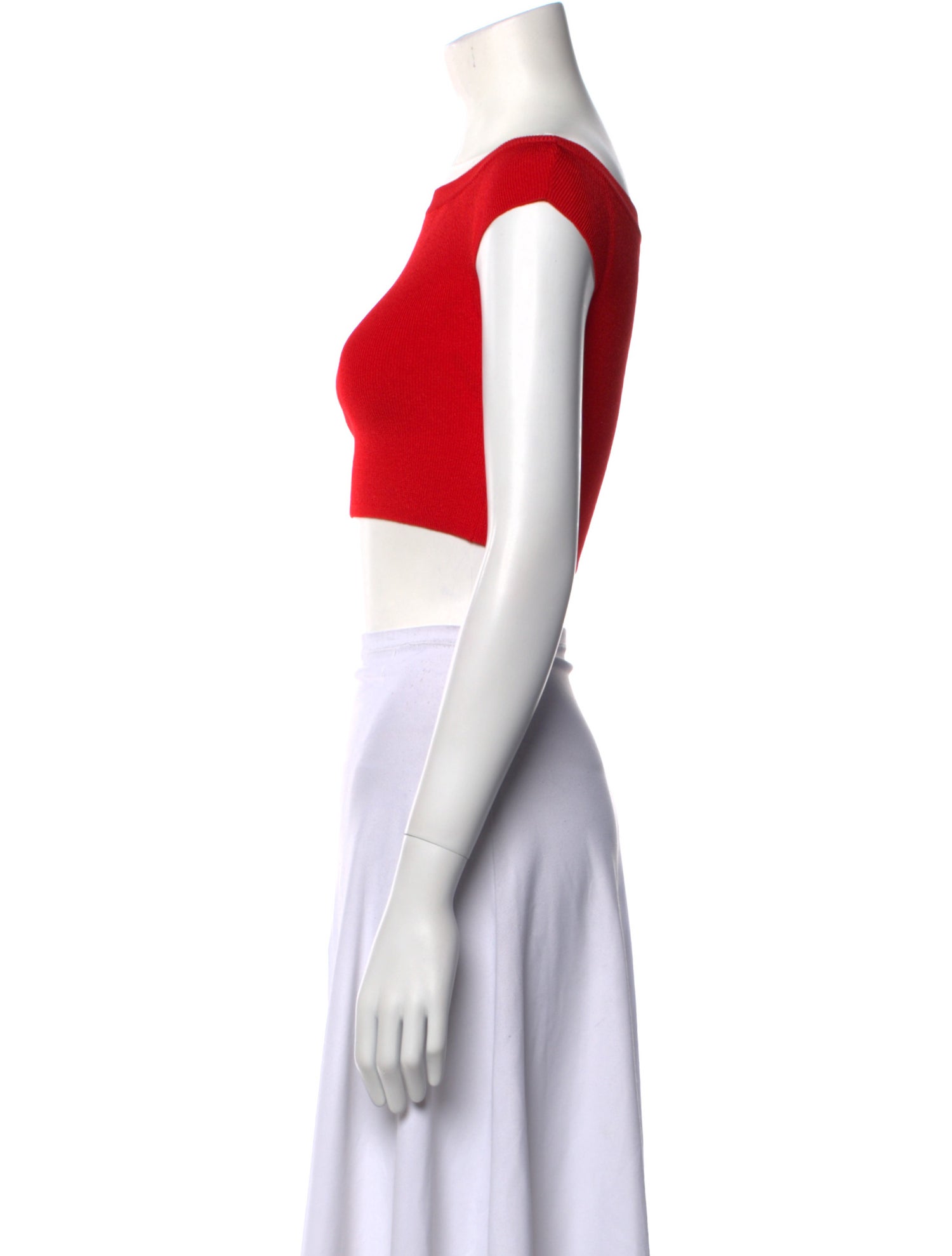 AMI Bateau Neckline Short Sleeve Crop Top