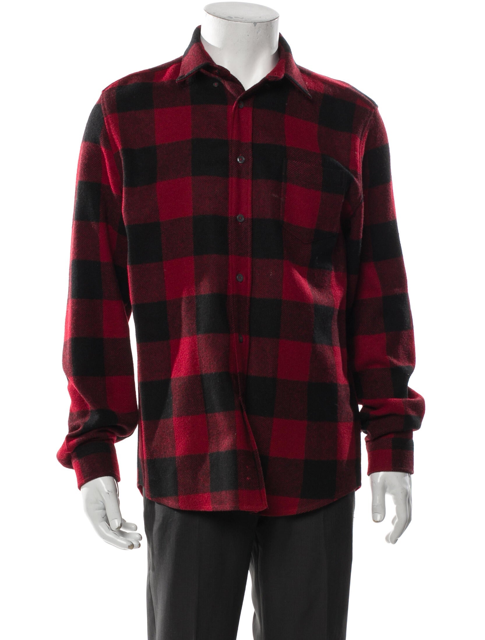 AMI Wool Plaid Print Shirt