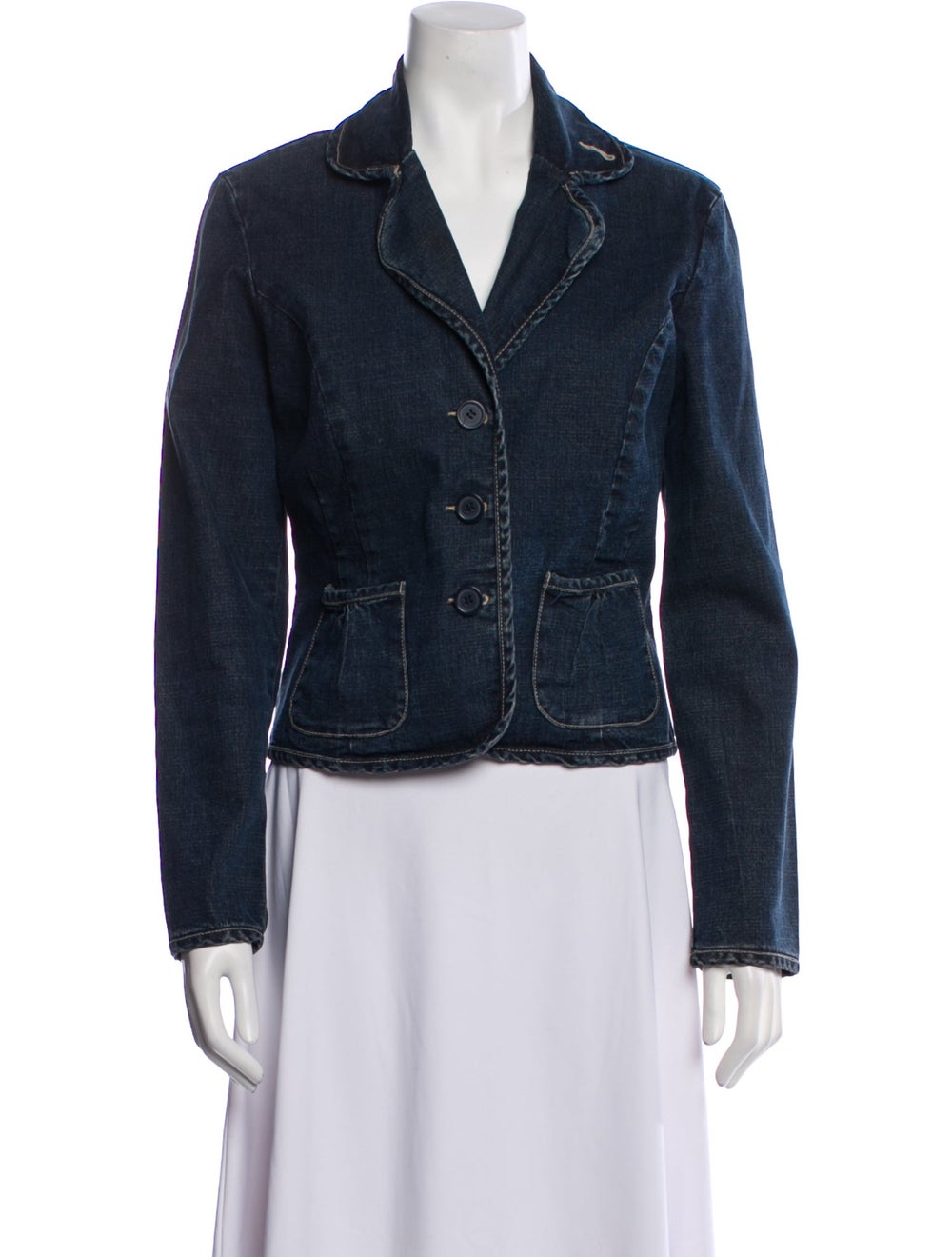 AMI Denim Jacket Blue Pointed Collar Patch Pocket… - image 1