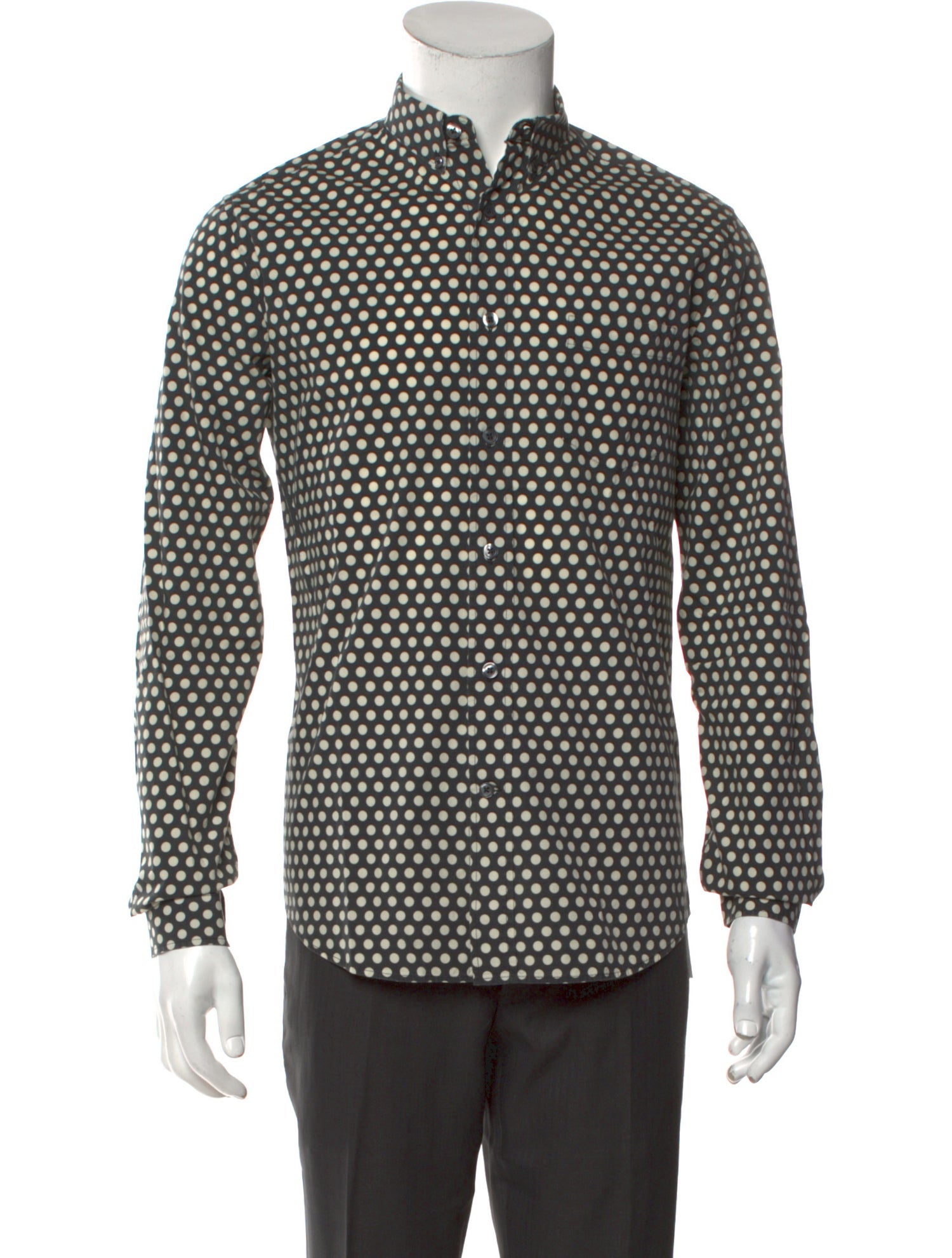 AMI Polka Dot Print Long Sleeve Shirt