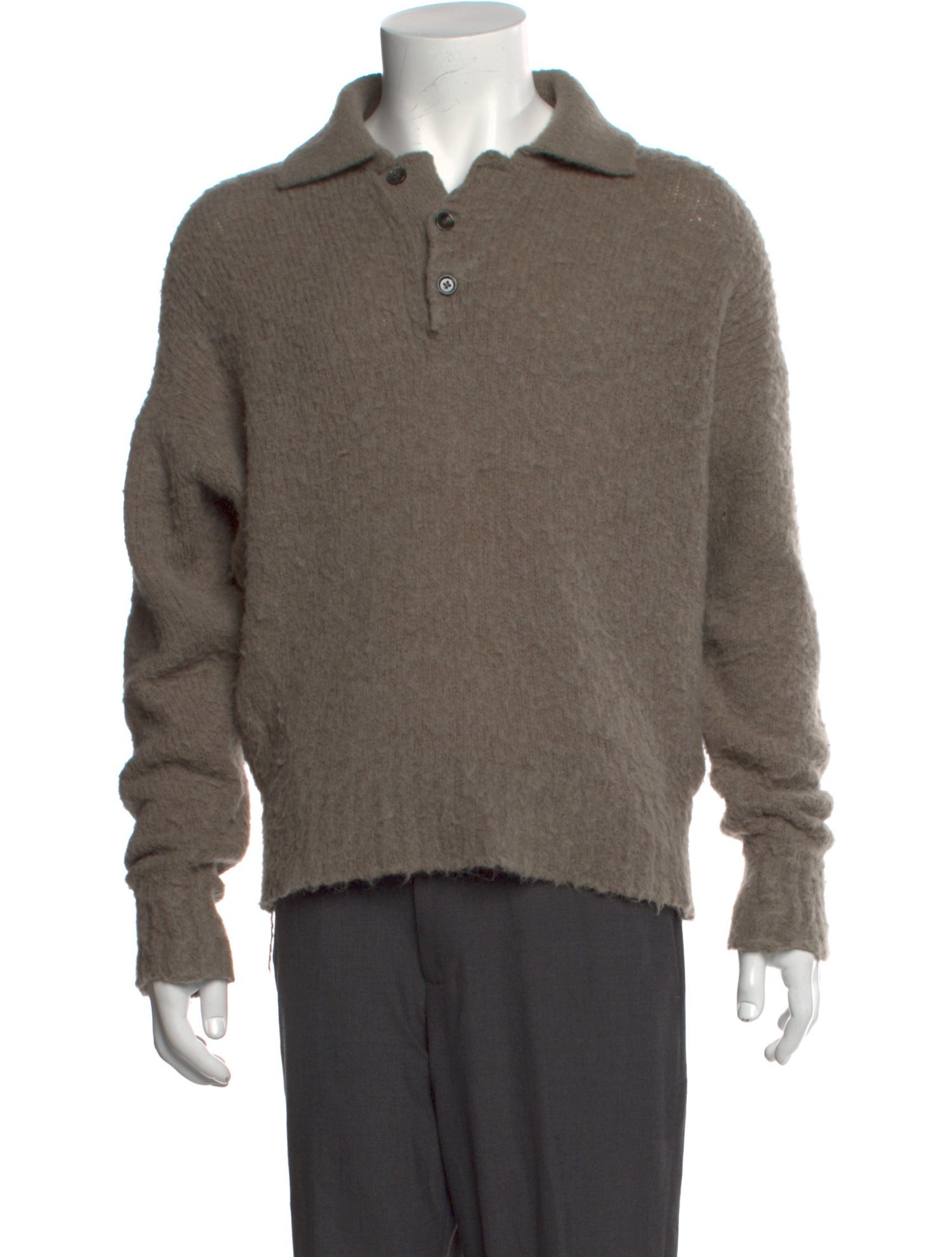 AMI Collar Long Sleeve Polo Sweater