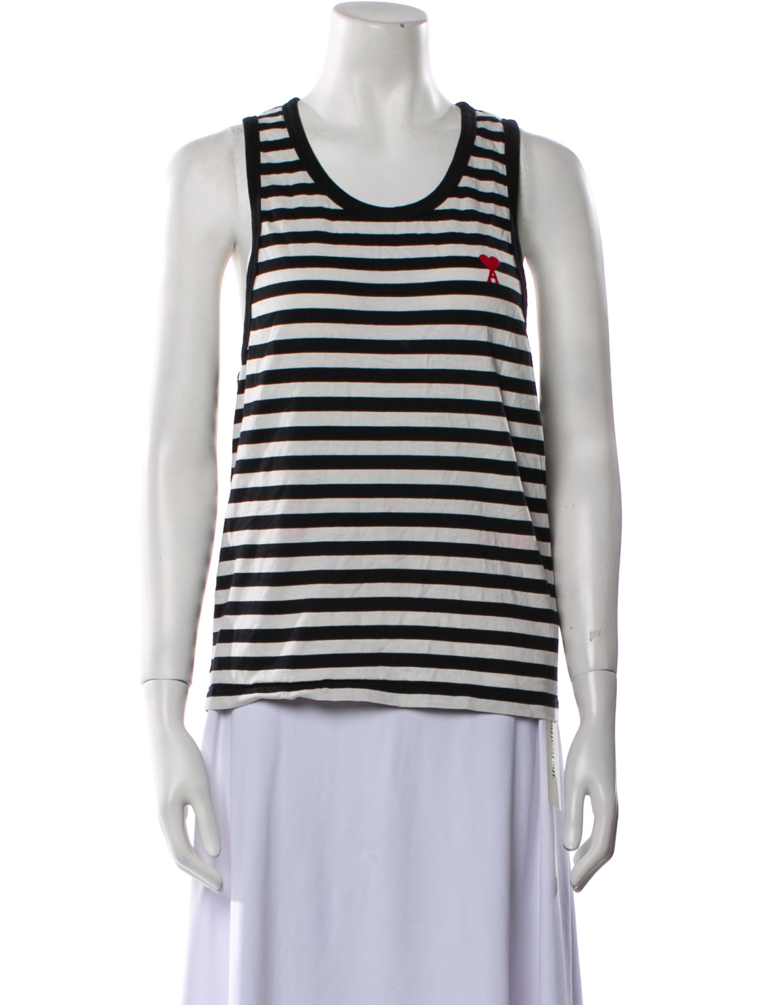 AMI Striped Scoop Neck Top