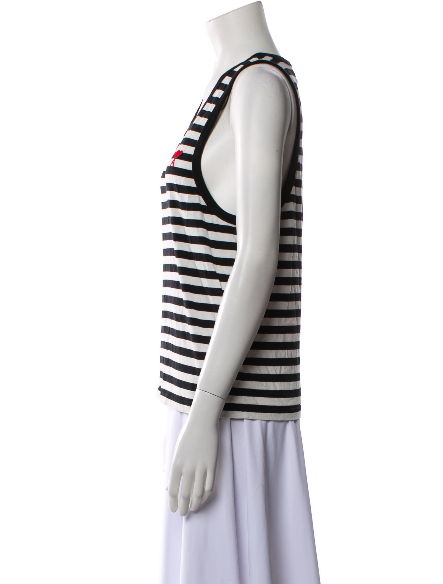AMI Striped Scoop Neck Top