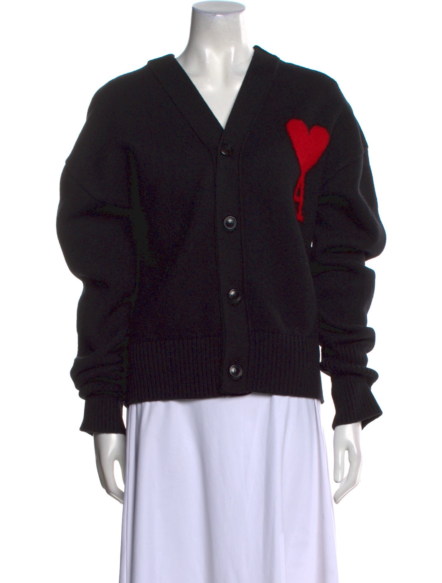 AMI Graphic Print V-Neck Sweater