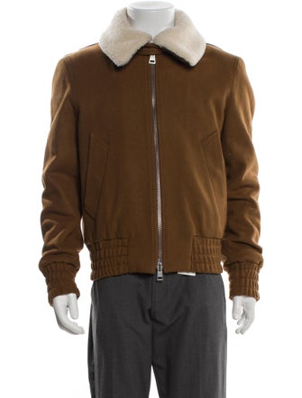 AMI Wool Colorblock Pattern Moto Jacket