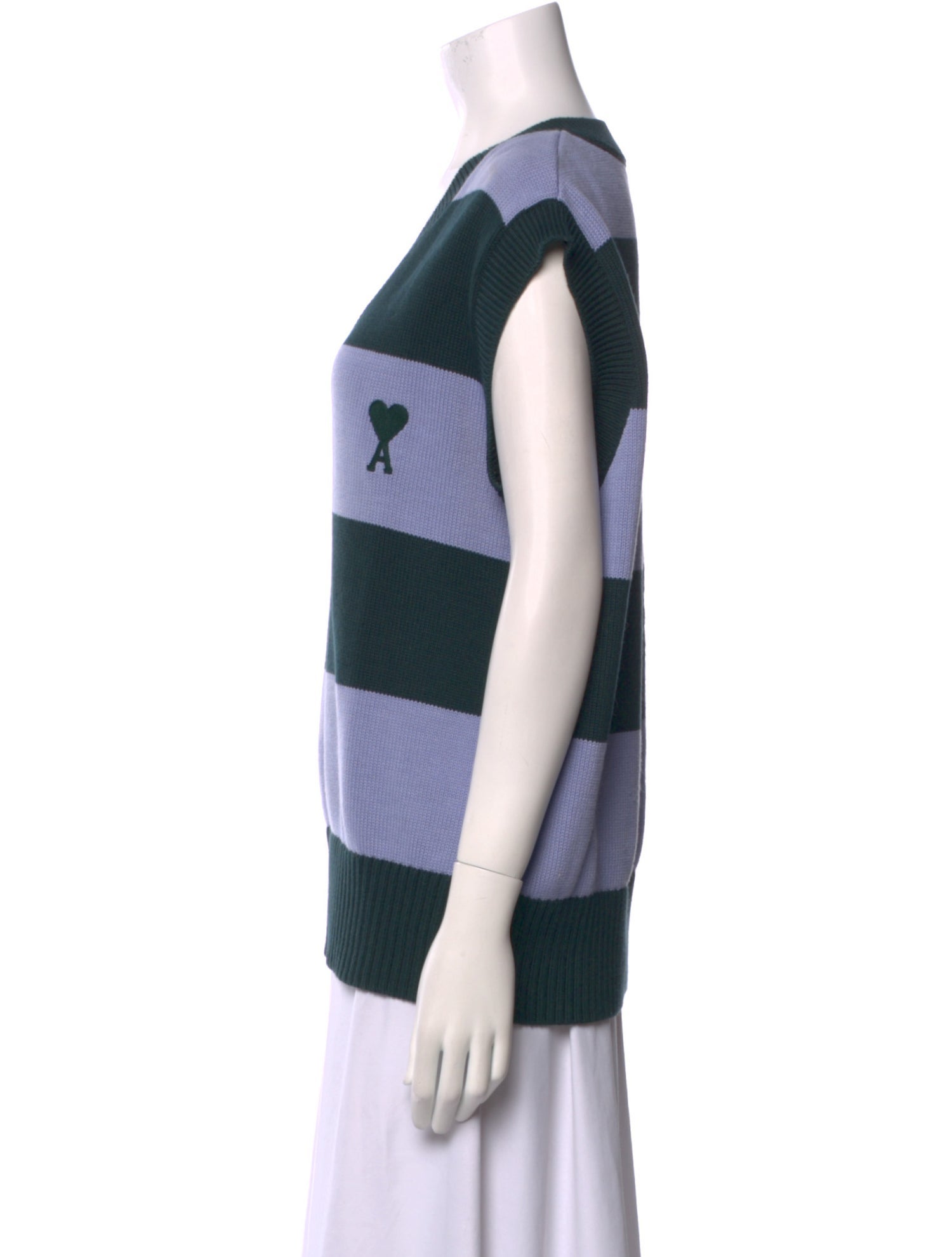 AMI Striped V-Neck Top