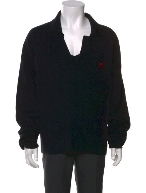 AMI V-Neck Long Sleeve Polo Sweater