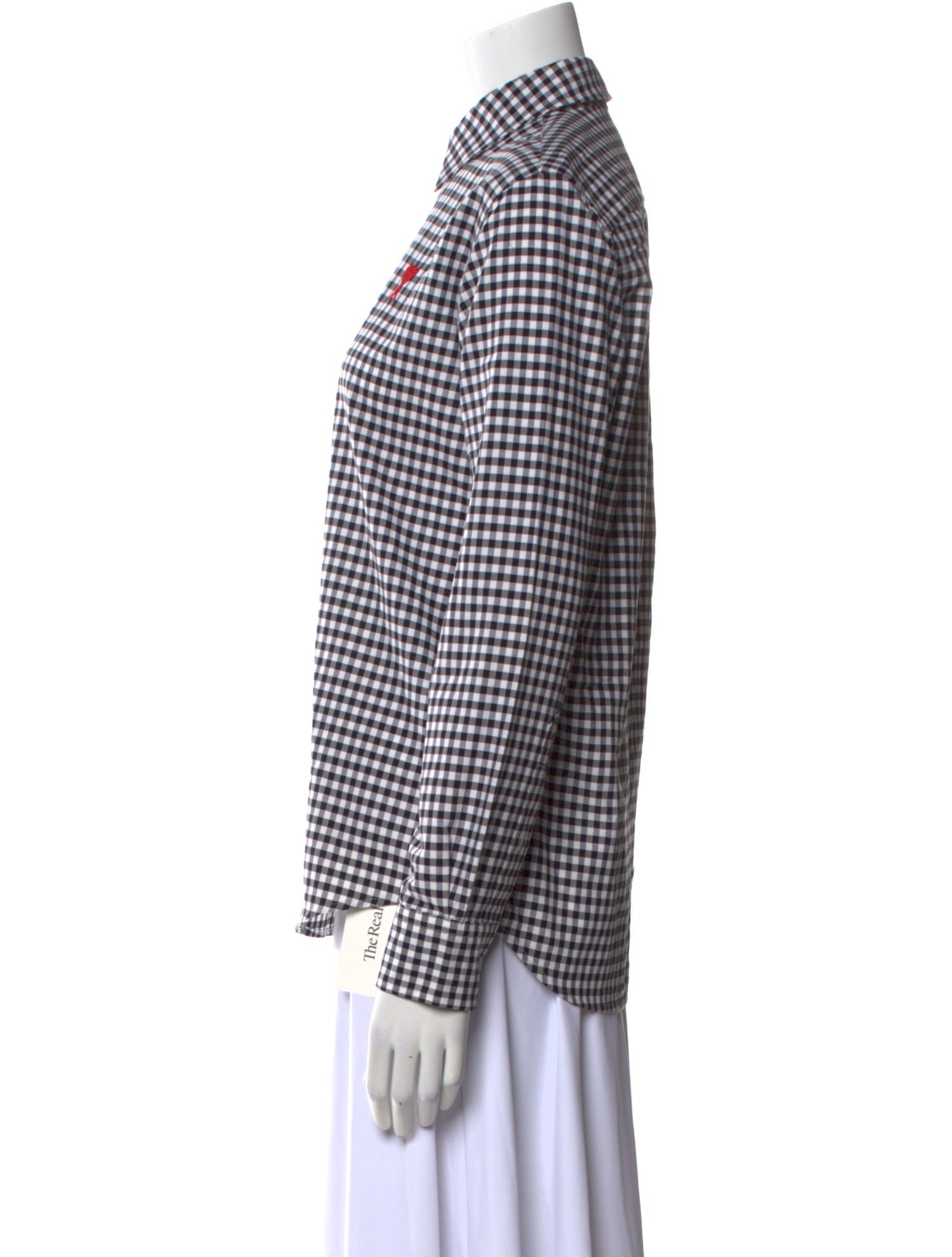 AMI Plaid Print Long Sleeve Button-Up Top