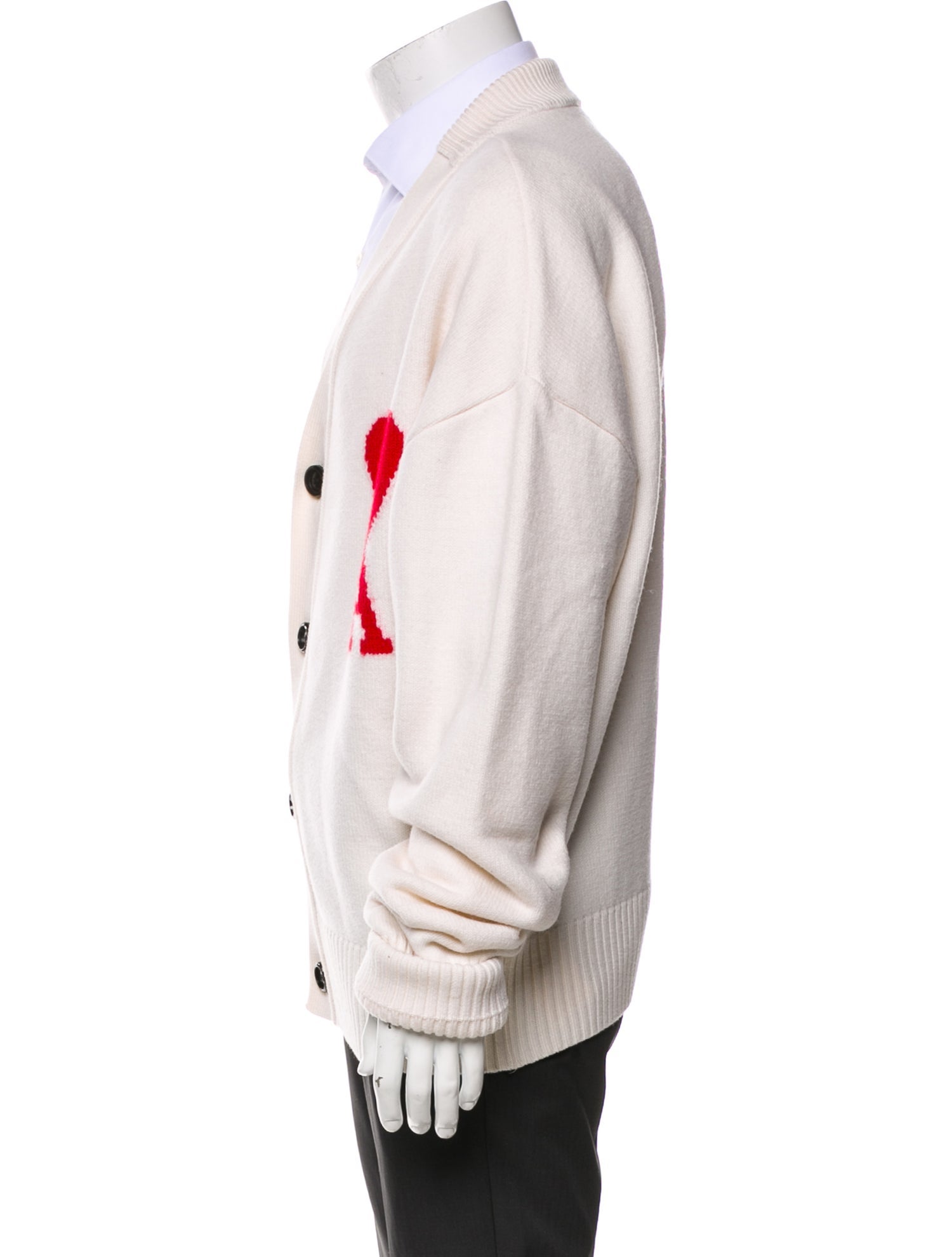 AMI Virgin Wool Graphic Print Cardigan