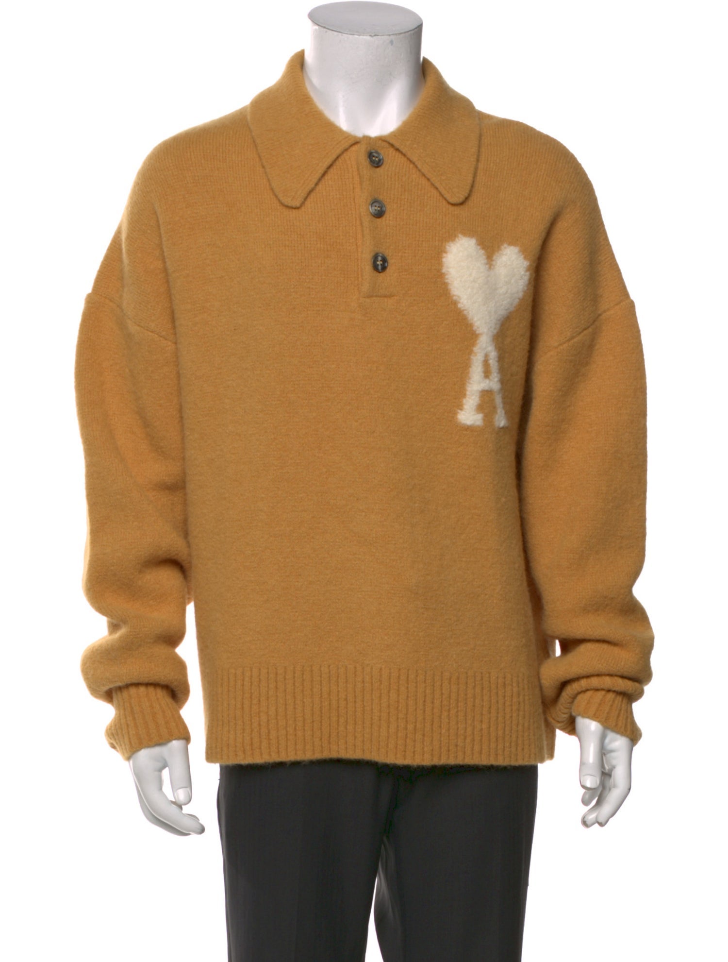 AMI Alpaca Collar Polo Sweater