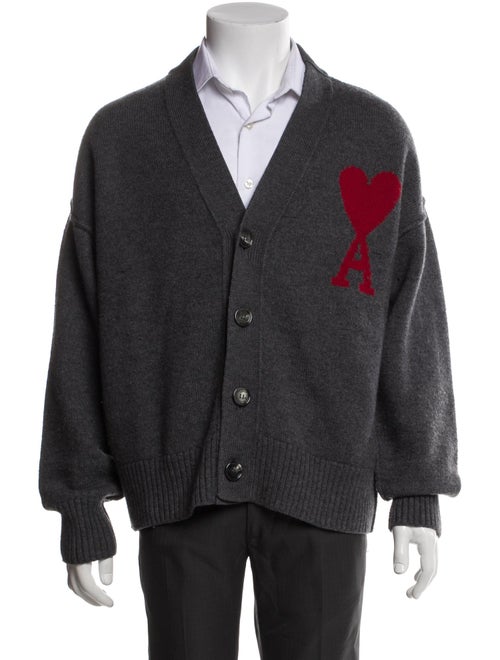 AMI Wool Graphic Print Cardigan