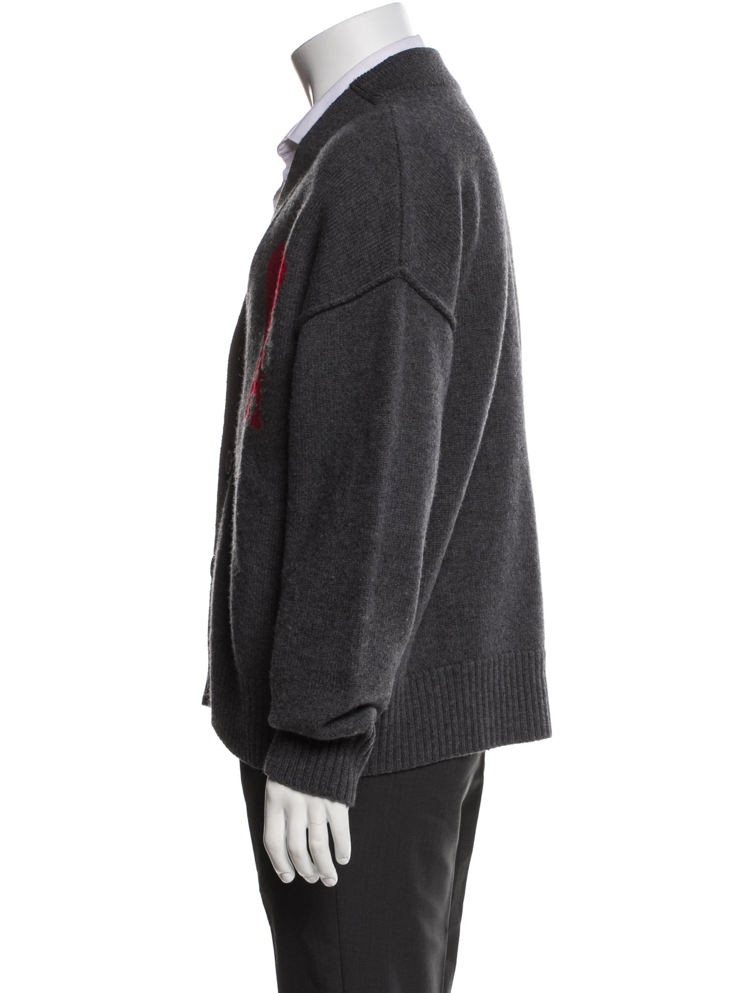 AMI Wool Graphic Print Cardigan