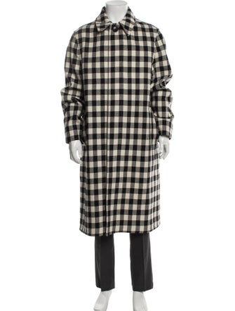 AMI Wool Plaid Print Poncho