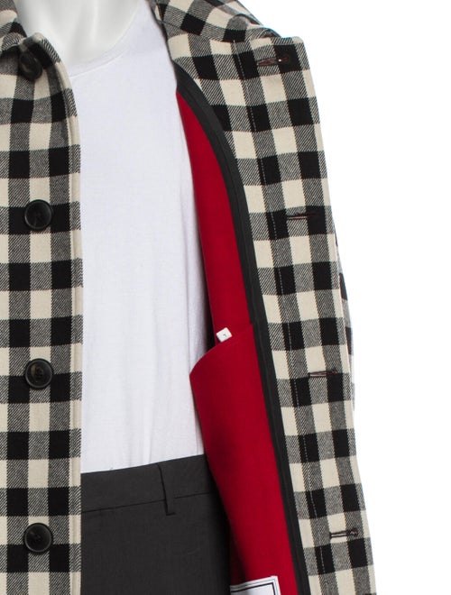 AMI Wool Plaid Print Poncho