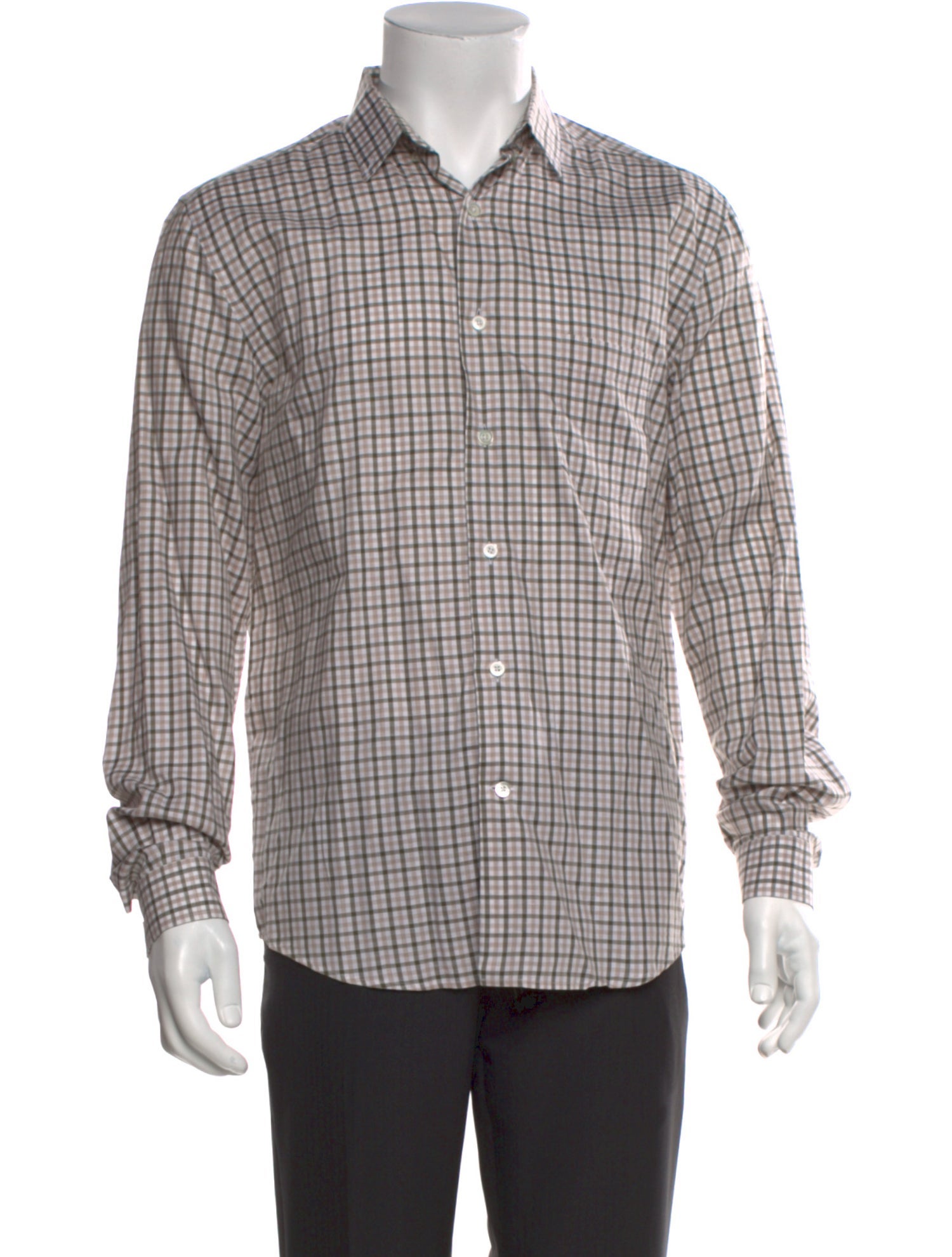 AMI Plaid Print Long Sleeve Dress Shirt