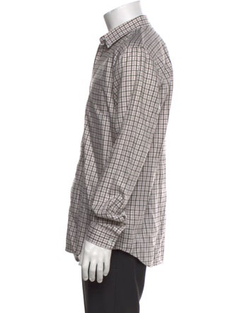 AMI Plaid Print Long Sleeve Dress Shirt