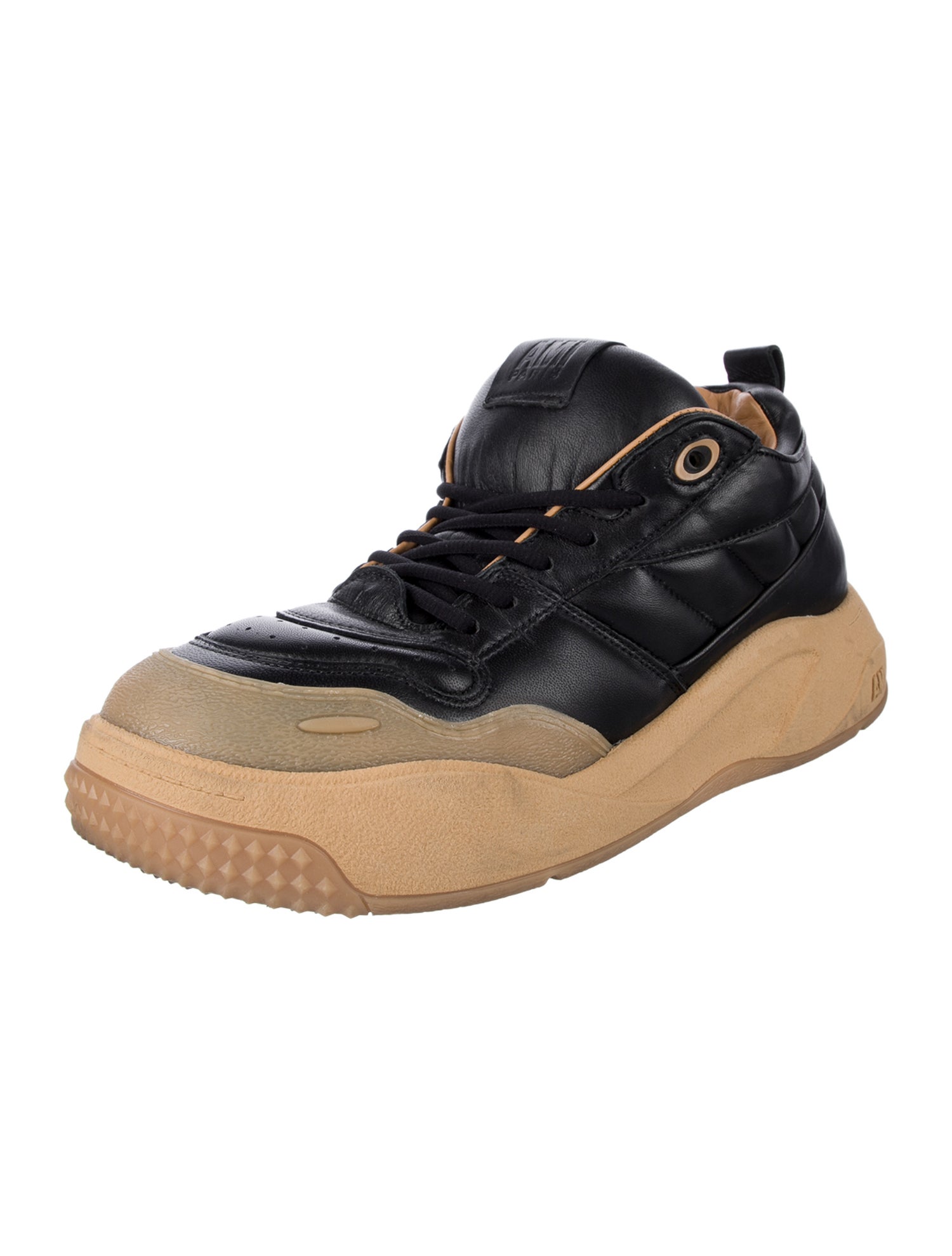 AMI Leather Colorblock Pattern Chunky Sneakers