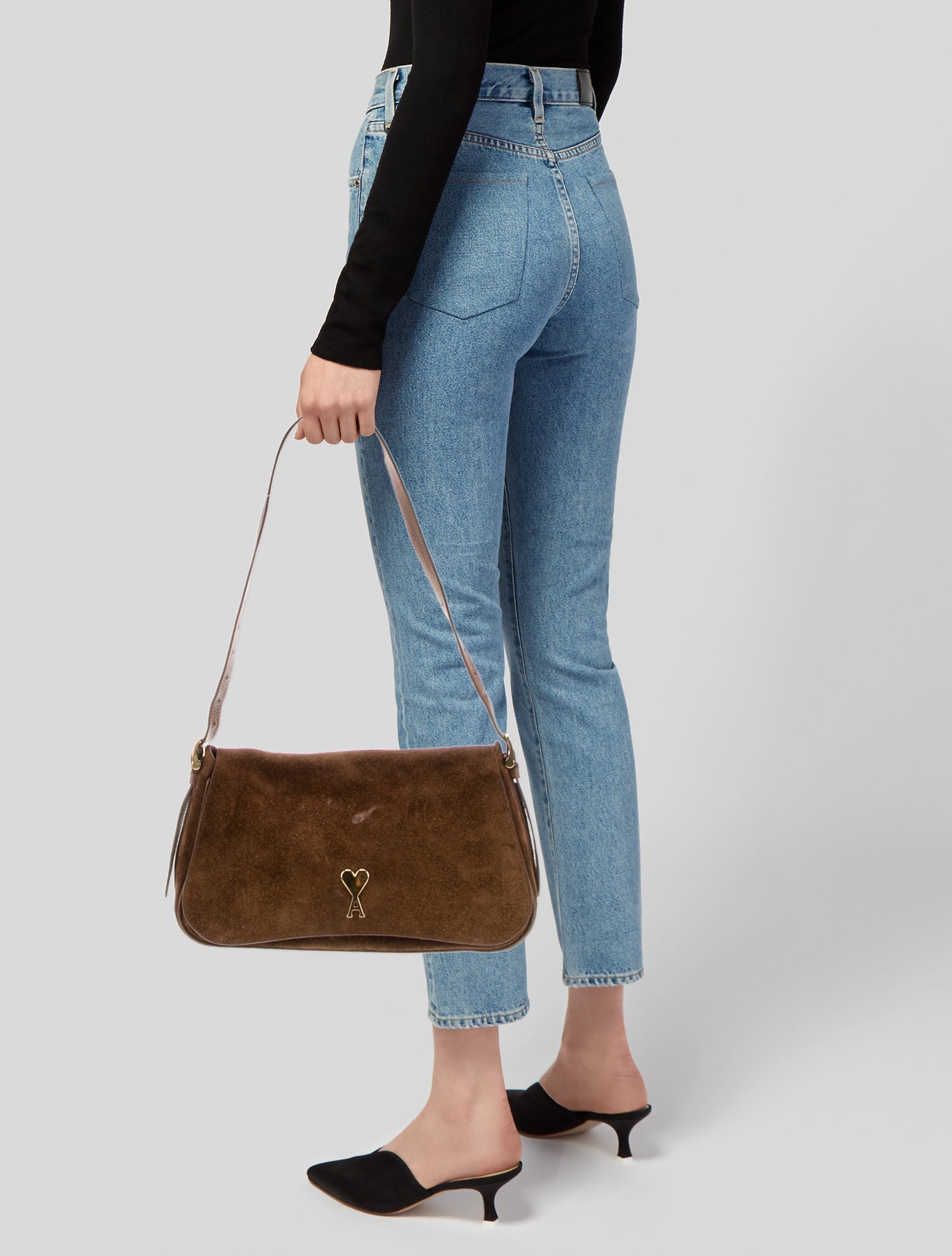 AMI Suede Shoulder Bag