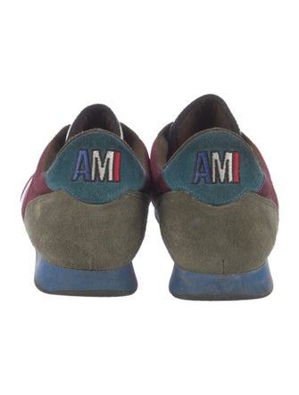 AMI Suede Colorblock Pattern Sneakers